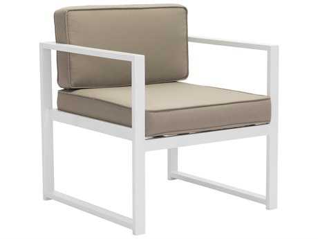 Zuo Outdoor Golden Beach Aluminum Arm Chair in White & Taupe (Sold in 2)