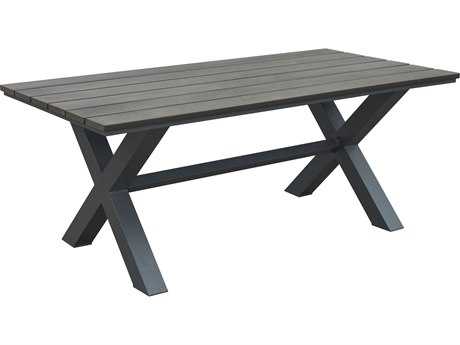 Zuo Outdoor Bodega Aluminum Polywood 73 x 37 Rectangular Dining Table Industrial in Gray & Brown