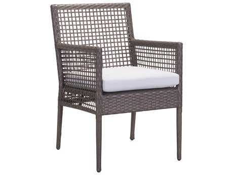 Zuo Outdoor Coronado Aluminum Wicker Dining Chair in Cocoa & Light Gray (Sold in 2)