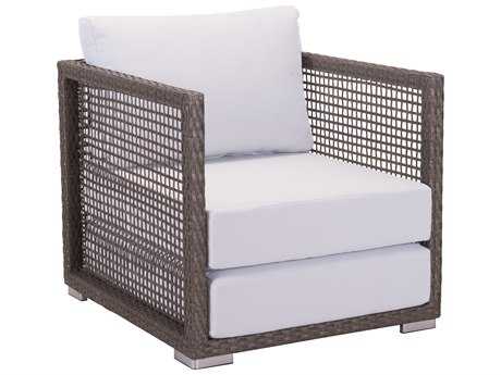 Zuo Outdoor Coronado Aluminum Wicker Arm Chair in Cocoa & Light Gray