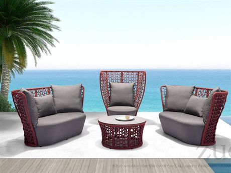 Zuo Outdoor Faye Bay Beach Aluminum Acrylic Fiber Lounge Set