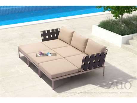 Zuo Outdoor Glass Beach Aluminum Lounge Set