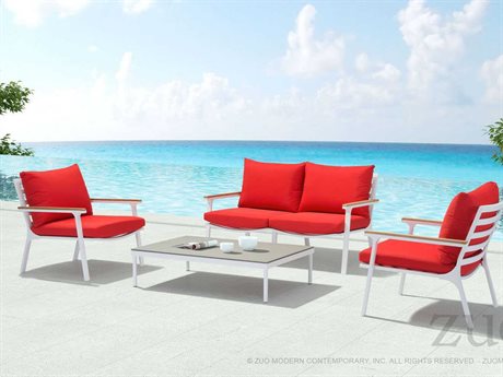 Zuo Outdoor Maya Beach Aluminum Teak Lounge Set