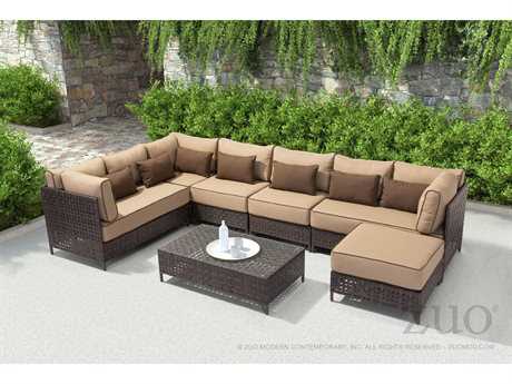 Zuo Outdoor Pinery Aluminum Wicker Sectional Lounge Set