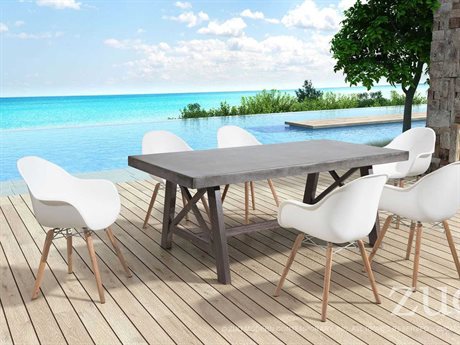 Zuo Outdoor Tidal Acacia Wood Dining Set in White