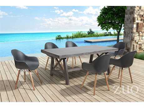 Zuo Outdoor Tidal Acacia Wood Dining Set in Black