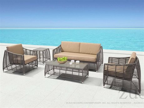 Zuo Outdoor Trek Beach Aluminum Wicker Lounge Set