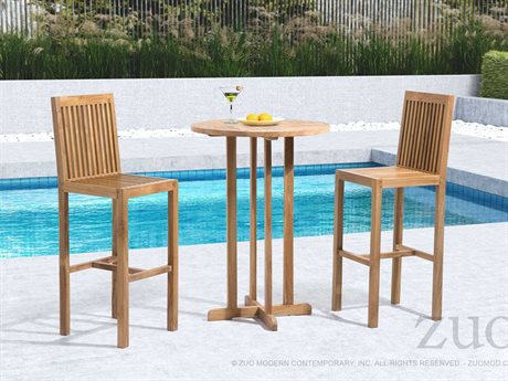 Zuo Outdoor Trimaran Teak Bar Set