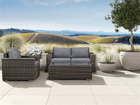 Harmonia Living Dune HDPE Wicker Driftwood 3 Piece Loveseat