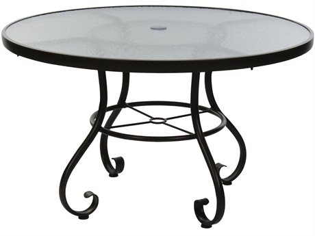 Woodard Ramsgate Aluminum 36 Wide, 36 Round Glass Top Dining Table