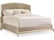 Caracole Avondale Brushed Tweed Soft Silver Beige Birch Wood Upholstered  King Panel Bed