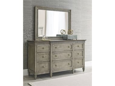 American Drew Savona Brown Elm Wood Dresser with Mirror 654130SET