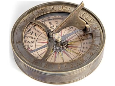Authentic Models Nautical 18th C. Sundial & Compass Aged In Hand Buffed Duotone Decorative Accent A2CO012A