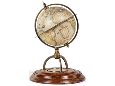 Authentic Models Multi-colored / Honey Distressed French Terrestrial Globe with Compass A2GL019