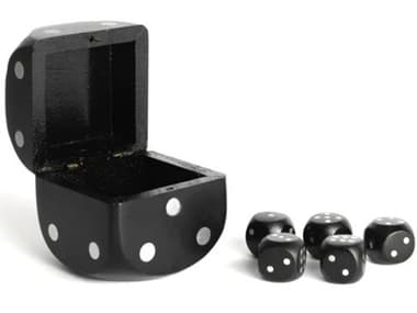Authentic Models Black Finish Black Dice Box with Five Dice A2GR031B