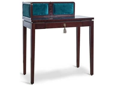 Authentic Models 33" Dark Brown Teal Blue Rubberwood Writing Desk A2MF402G