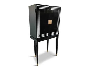 Authentic Models 29" Ply Wood Black White Teal Liqour Bar Cabinet A2MF406