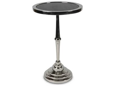 Authentic Models 14" Round Stone Silver Black End Table A2MF408B