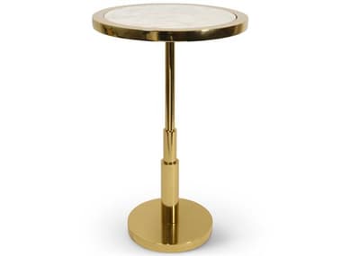 Authentic Models Round Marble Gold White End Table A2MF411