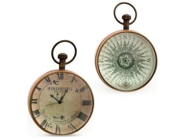 Authentic Models Bronzeed Eye of Time Clock Set of 2 A2SC052