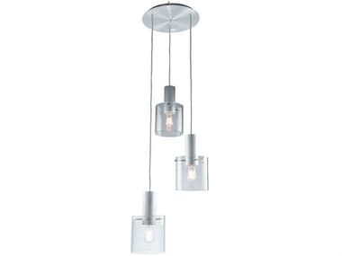 Artcraft Henley 19" 3-Light Brushed Aluminum Clear Glass Silver Cylinder Geometric Pendant ACAC11523CL