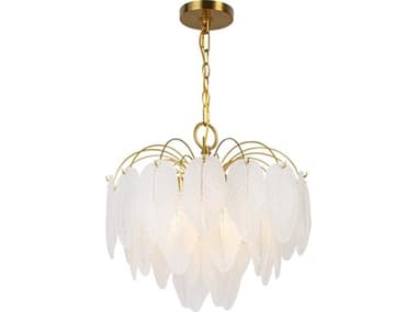 Artcraft Alessia 4-Light Brushed Brass White Tiered Chandelier ACAC11780BR