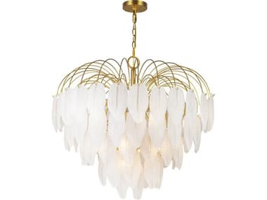 Artcraft Alessia 19-Light Brushed Brass White Tiered Chandelier ACAC11782BR