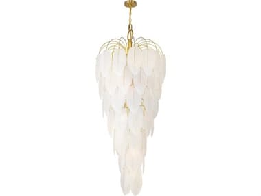 Artcraft Alessia 21-Light Brushed Brass White Tiered Chandelier ACAC11784BR