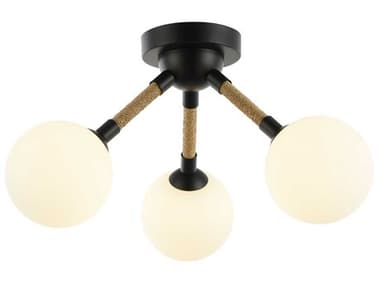 Artcraft Capilano 17" 3-Light Black Globe Semi Flush Mount ACAC11843BK