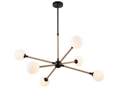 Artcraft Capilano 36" Wide 6-Light Black Globe Chandelier ACAC11846BK