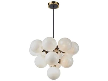 Artcraft Gem 13-Light Black Brushed Brass White Globe Chandelier ACAC11872SW