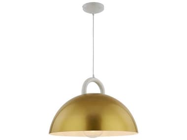 Artcraft Pantheon 1-Light Gold White Dome Pendant ACAC12000BR