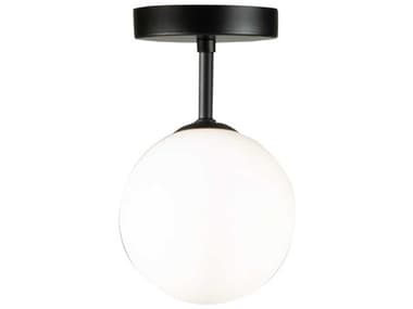 Artcraft Comet 1-Light Semi Matte Black Glass LED Globe Flush Mount ACAC6651BK