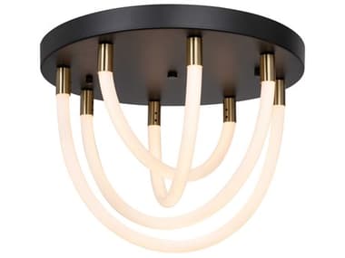 Artcraft Cascata 15" 4-Light Black Brushed Brass Flush Mount ACAC6811BK