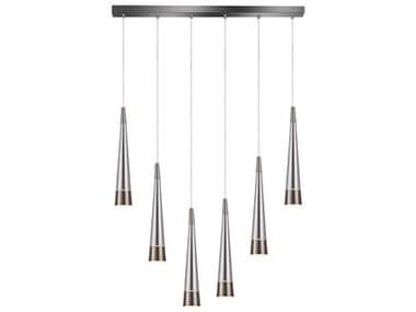 Artcraft Sunnyvale 33&quot; 6-Light Pearl Black Smoke Silver Linear Island Pendant ACAC6826SM