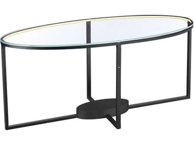 Artcraft Tavola 40" Oval Glass Black Coffee Table ACAD32011