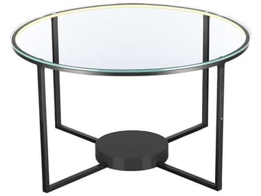 Artcraft Tavola 31" Round Glass Black Coffee Table ACAD32012