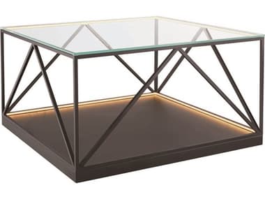 Artcraft Tavola 31&quot; Square Glass Black Coffee Table ACAD32013
