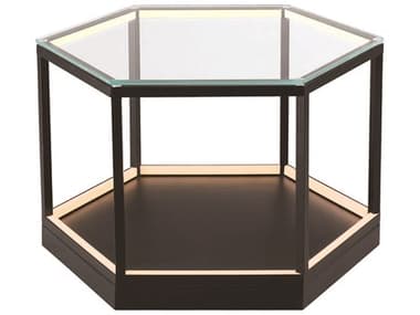 Artcraft Tavola 27" Hexagon Glass Black Coffee Table ACAD32014