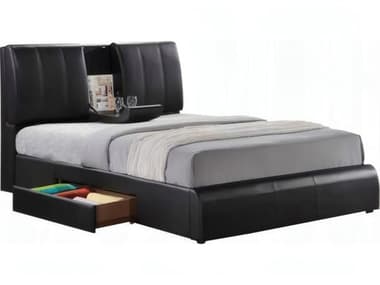 Acme Furniture Kofi Black Synthetic Leather Rubberwood King Platform Bed ACF21266EK