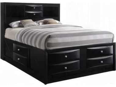 Acme Furniture Ireland Black Rubberwood Wood Queen Platform Bed ACF21610Q