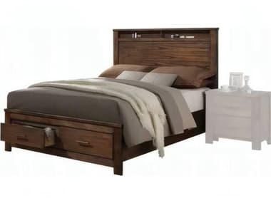Acme Furniture Merrilee Oak Brown Rubberwood Wood Queen Platform Bed ACF21680Q