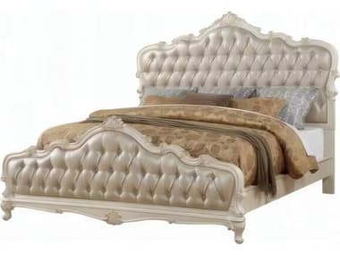 Acme Furniture Chantelle White Birch Wood Upholstered Queen Panel Bed ACF23540Q