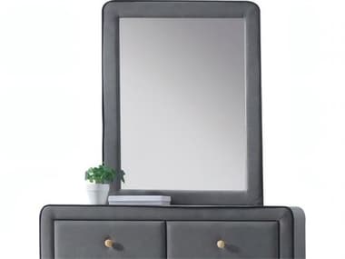 Acme Furniture Valda Light Gray Fabric Rectangular Wall Mirror ACF24524