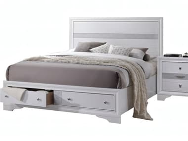 Acme Furniture Naima White Rubberwood Wood King Platform Bed ACF25767EK