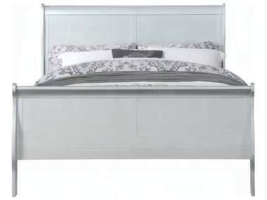 Acme Furniture Louis Philippe Platinum Silver Solid Wood King Sleigh Bed ACF26727EK