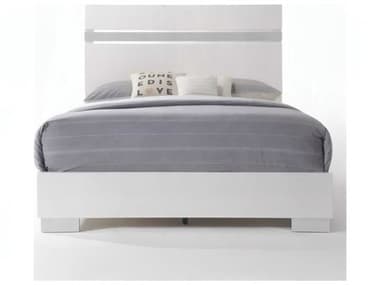 Acme Furniture Naima White High Gloss Rubberwood Wood Queen Platform Bed ACF26770Q