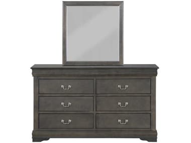 Acme Furniture Louis Phillippe 6-Drawers Gray Pine Wood Double Dresser with Mirror ACF26795SET