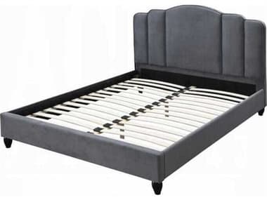 Acme Furniture Giada Charcoal Fabric Gray Rubberwood Upholstered King Platform Bed ACF28967EK