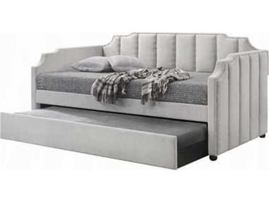 Acme Furniture Peridot Dove Gray Velvet Rubberwood Upholstered Twin Daybed Bed ACF39410